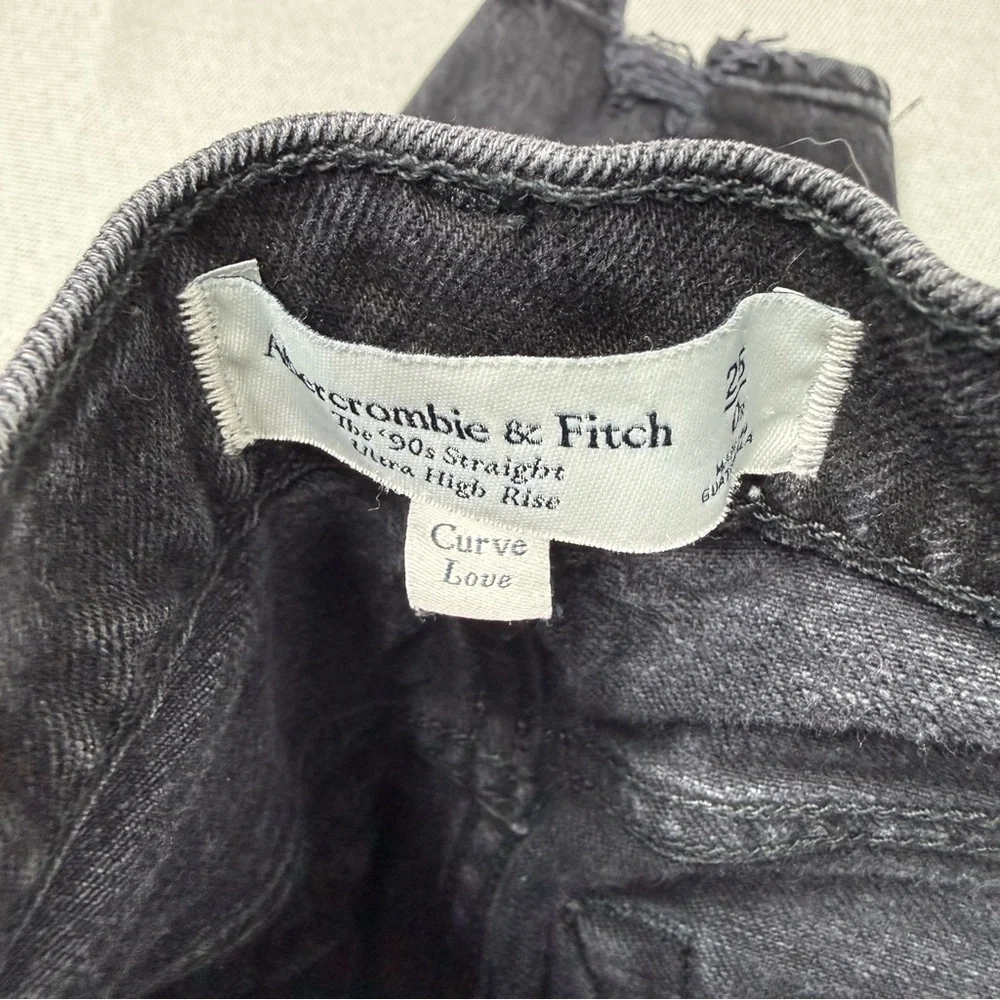 Abercrombie‎ & Fitch Curve Love 90s Ultra High Rise Straight Jeans 25 0 - Picture 4 of 7